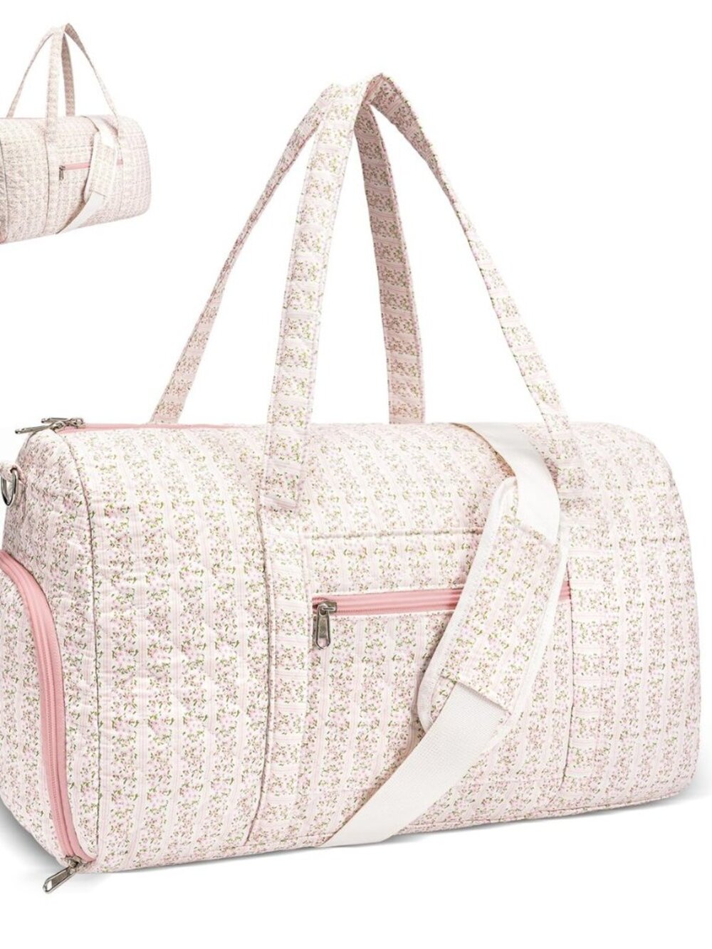 Gym Bag for Women, Cute Duffle Bag, Quilted Duffle Bag for Travel, Floral Duffle
